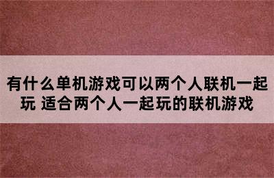 有什么单机游戏可以两个人联机一起玩 适合两个人一起玩的联机游戏